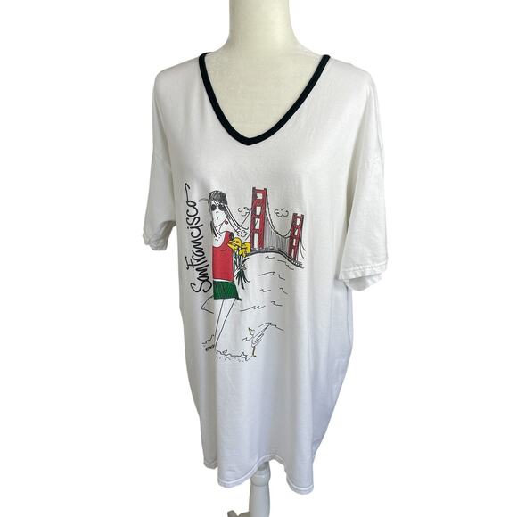 Emerson Street 100% Cotton Pajama Sleep Shirt "San Francisco" OS Cozy Lounge - Picture 4 of 13